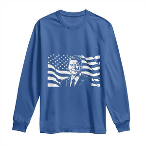 Ronald Reagan America Flag US President Long Sleeve Shirt TS14 Royal Blue Print Your Wear
