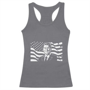 Ronald Reagan America Flag US President Racerback Tank Top TS14 Charcoal Print Your Wear