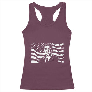 Ronald Reagan America Flag US President Racerback Tank Top TS14 Maroon Print Your Wear