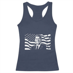 Ronald Reagan America Flag US President Racerback Tank Top TS14 Navy Print Your Wear