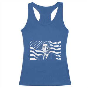 Ronald Reagan America Flag US President Racerback Tank Top TS14 Royal Blue Print Your Wear