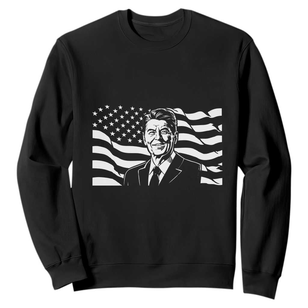 Ronald Reagan America Flag US President Sweatshirt TS14 Black Print Your Wear