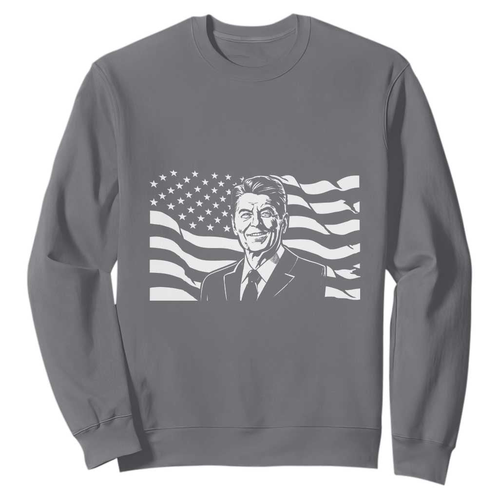 Ronald Reagan America Flag US President Sweatshirt TS14 Charcoal Print Your Wear