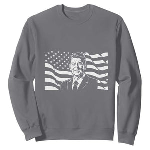Ronald Reagan America Flag US President Sweatshirt TS14 Charcoal Print Your Wear