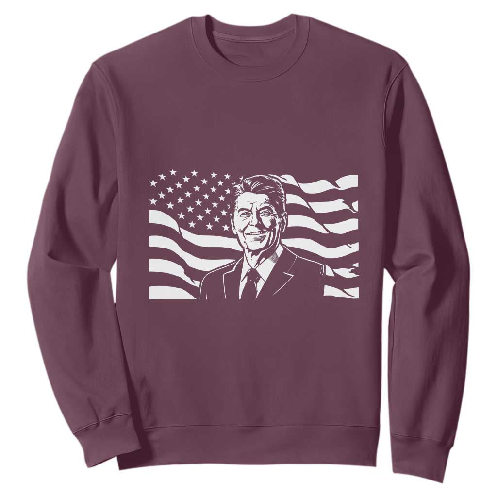 Ronald Reagan America Flag US President Sweatshirt TS14 Maroon Print Your Wear