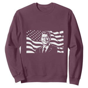 Ronald Reagan America Flag US President Sweatshirt TS14 Maroon Print Your Wear