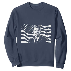 Ronald Reagan America Flag US President Sweatshirt TS14 Navy Print Your Wear
