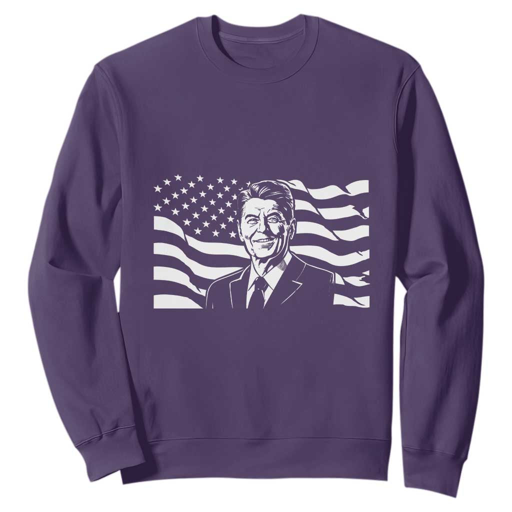 Ronald Reagan America Flag US President Sweatshirt TS14 Purple Print Your Wear