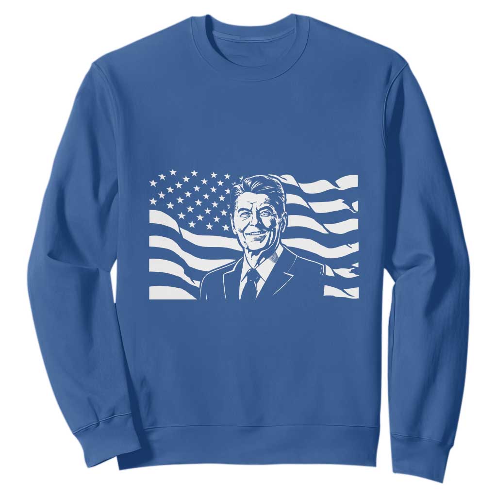 Ronald Reagan America Flag US President Sweatshirt TS14 Royal Blue Print Your Wear