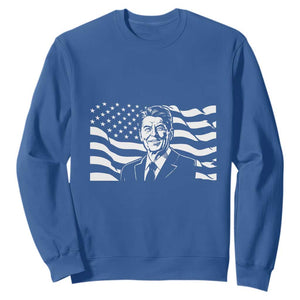 Ronald Reagan America Flag US President Sweatshirt TS14 Royal Blue Print Your Wear