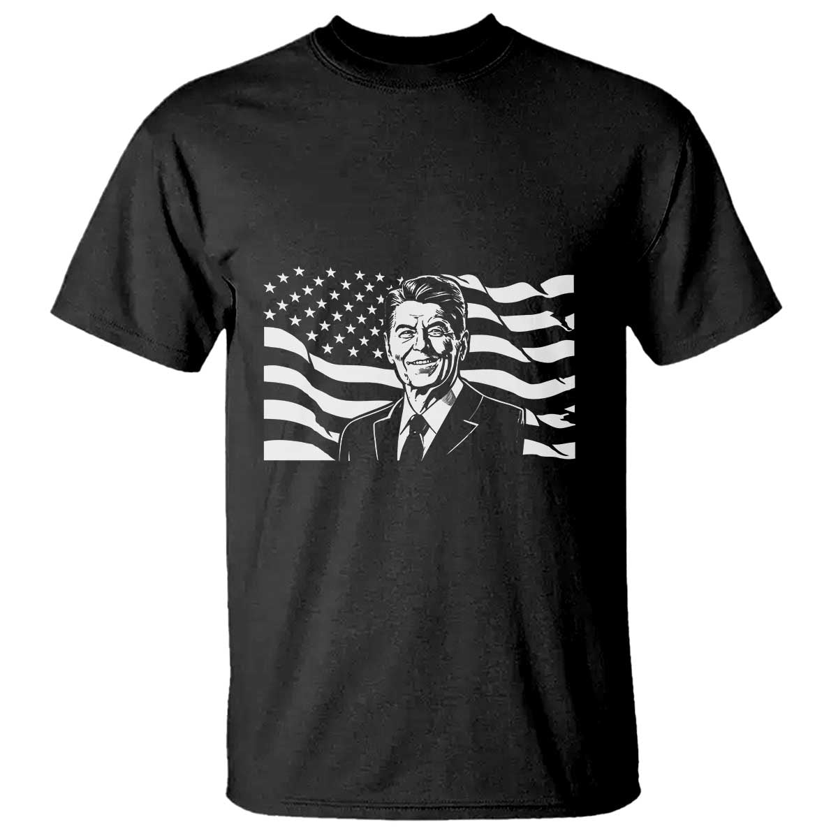 Ronald Reagan America Flag US President T Shirt TS14 Black Print Your Wear