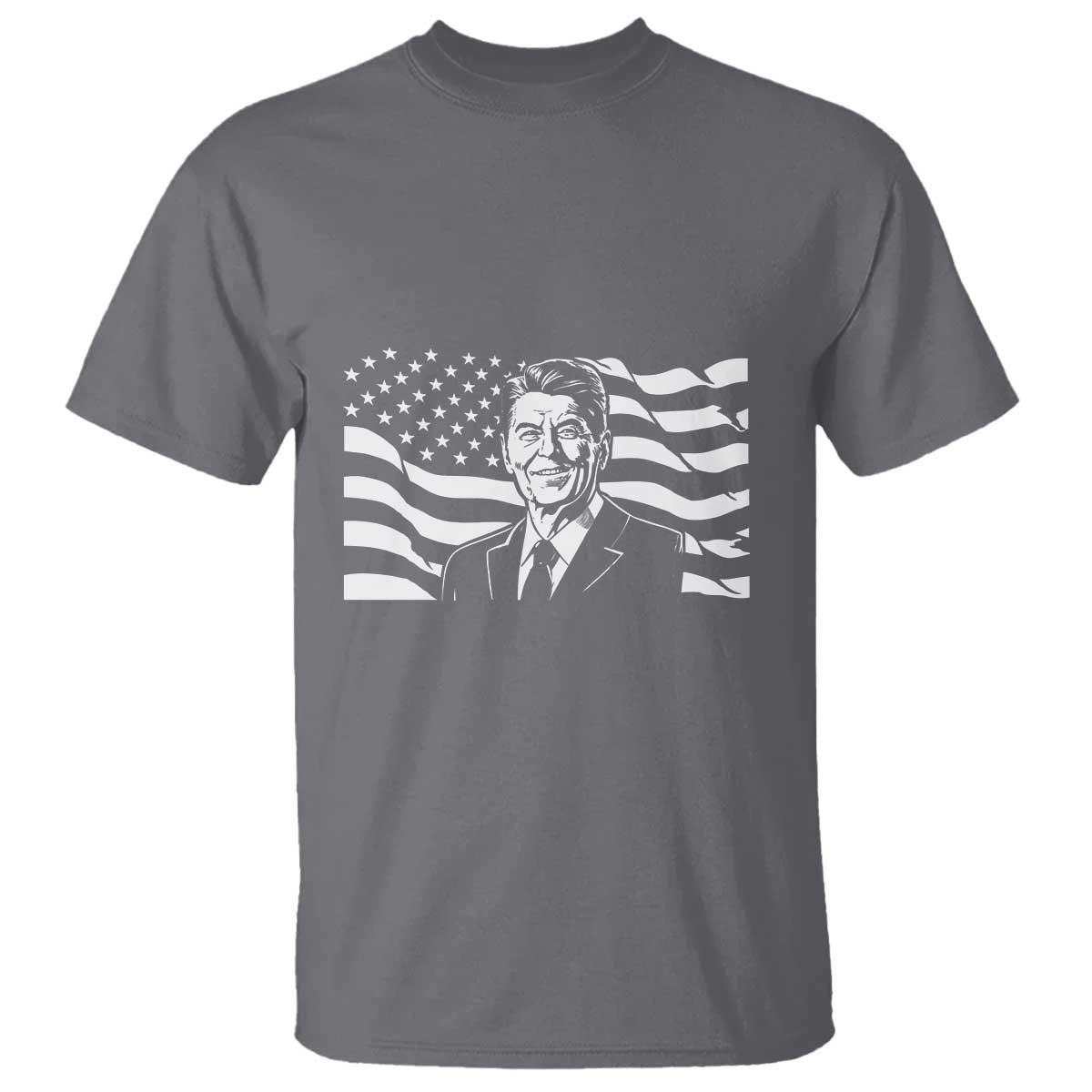 Ronald Reagan America Flag US President T Shirt TS14 Charcoal Print Your Wear