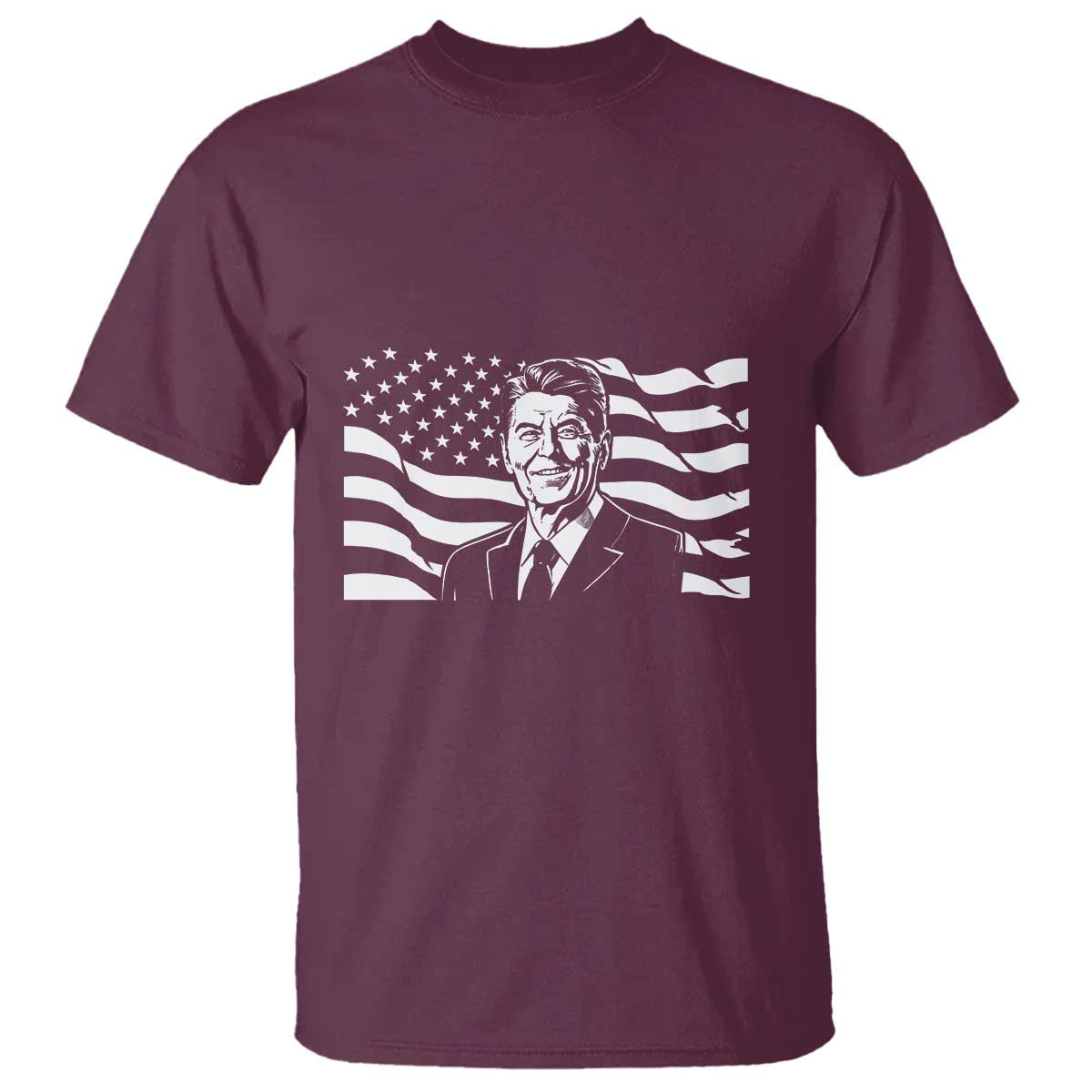 Ronald Reagan America Flag US President T Shirt TS14 Maroon Print Your Wear