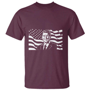 Ronald Reagan America Flag US President T Shirt TS14 Maroon Print Your Wear