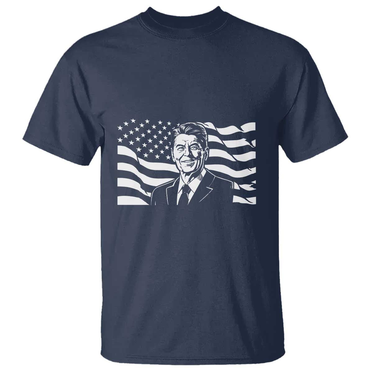 Ronald Reagan America Flag US President T Shirt TS14 Navy Print Your Wear