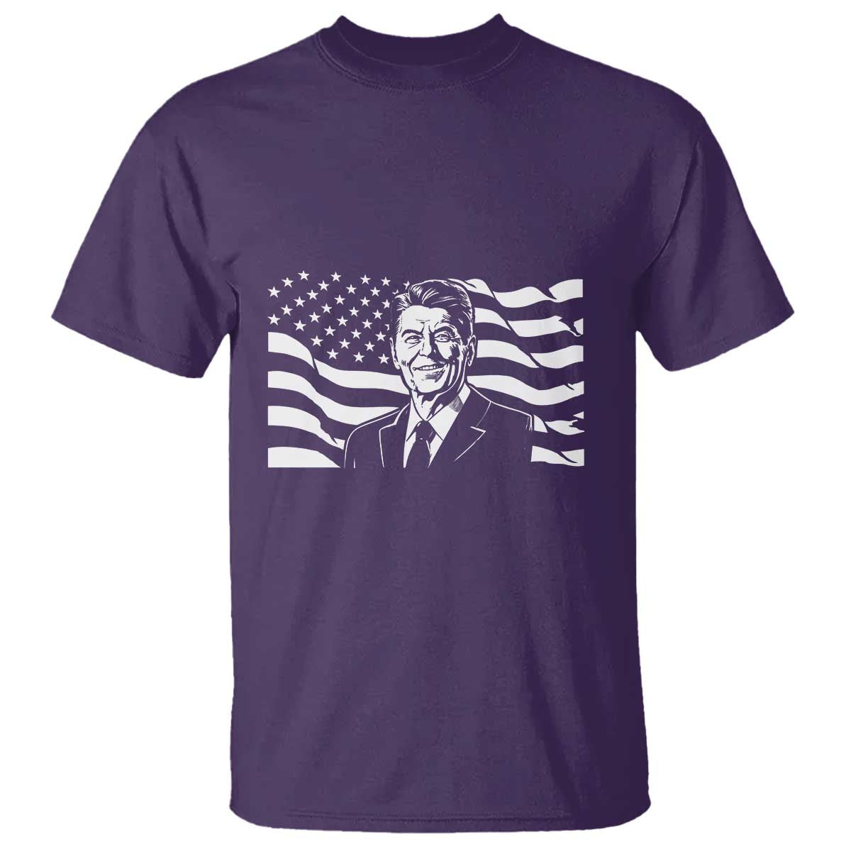 Ronald Reagan America Flag US President T Shirt TS14 Purple Print Your Wear