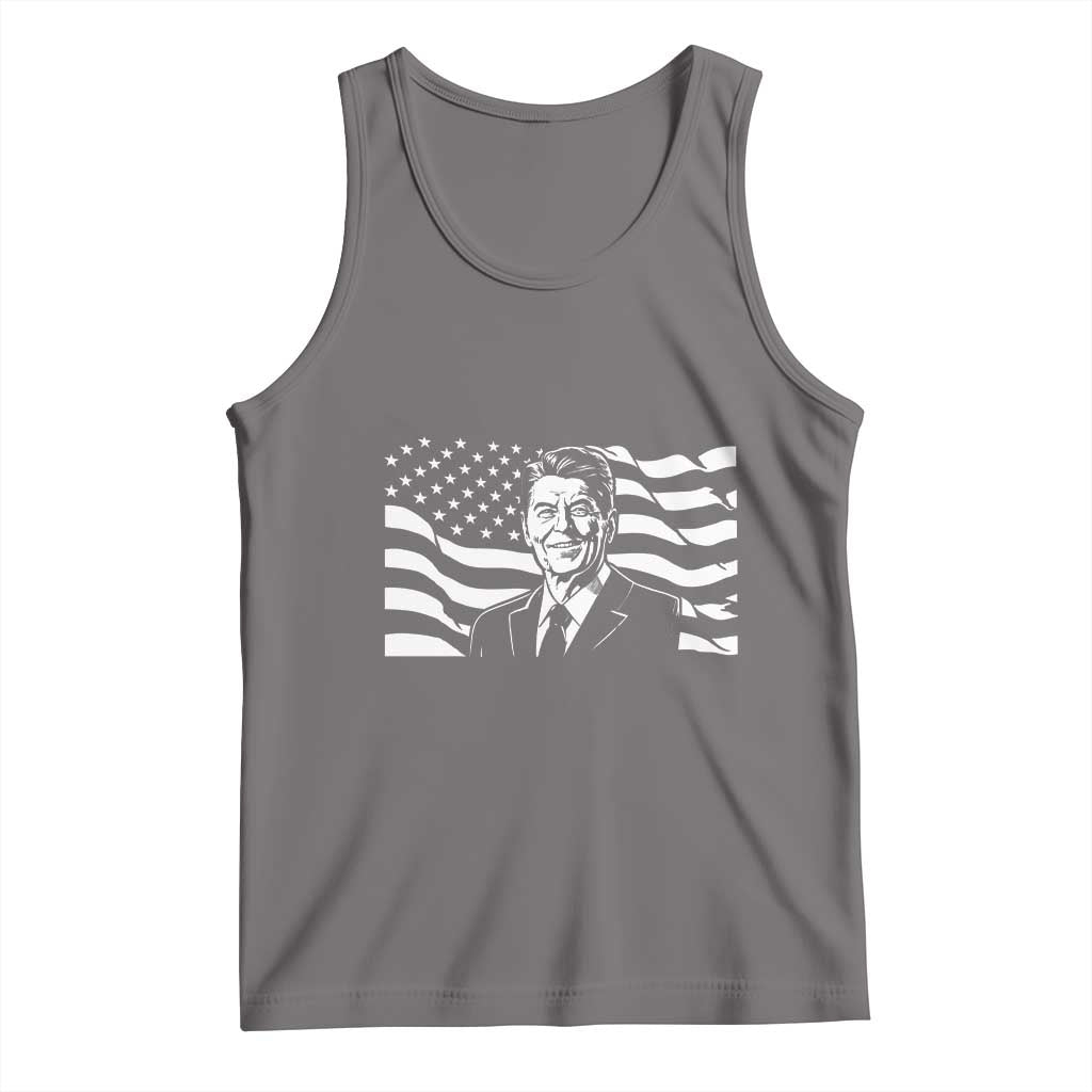 Ronald Reagan America Flag US President Tank Top TS14 Deep Heather Print Your Wear