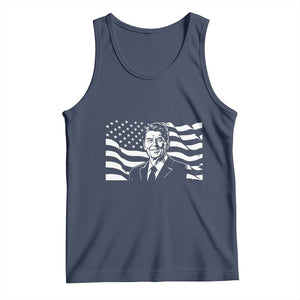 Ronald Reagan America Flag US President Tank Top TS14 Navy Print Your Wear