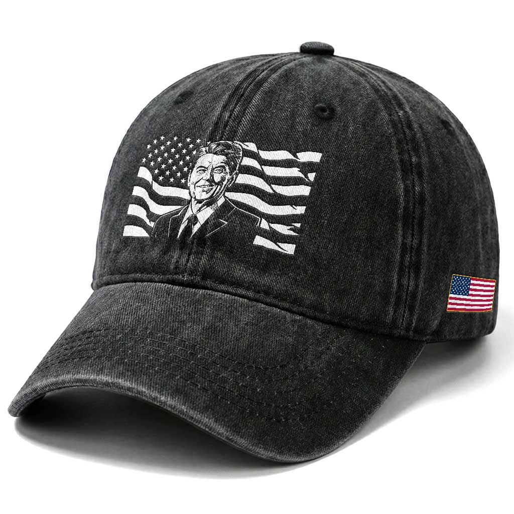 Ronald Reagan America Flag US President Washed Cotton Baseball Cap TS14 Print Your Wear