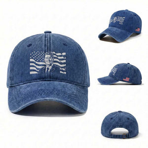 Ronald Reagan America Flag US President Washed Cotton Baseball Cap TS14 Washed Cap Universal Fit Royal Blue Print Your Wear