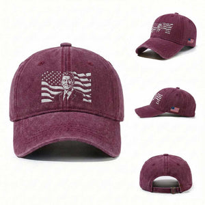 Ronald Reagan America Flag US President Washed Cotton Baseball Cap TS14 Washed Cap Universal Fit Burgundy Print Your Wear