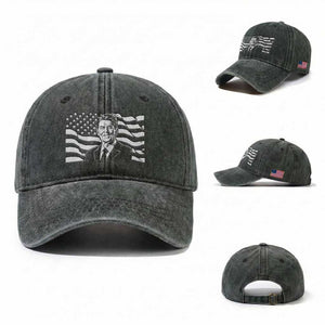 Ronald Reagan America Flag US President Washed Cotton Baseball Cap TS14 Washed Cap Universal Fit Dark Green Print Your Wear