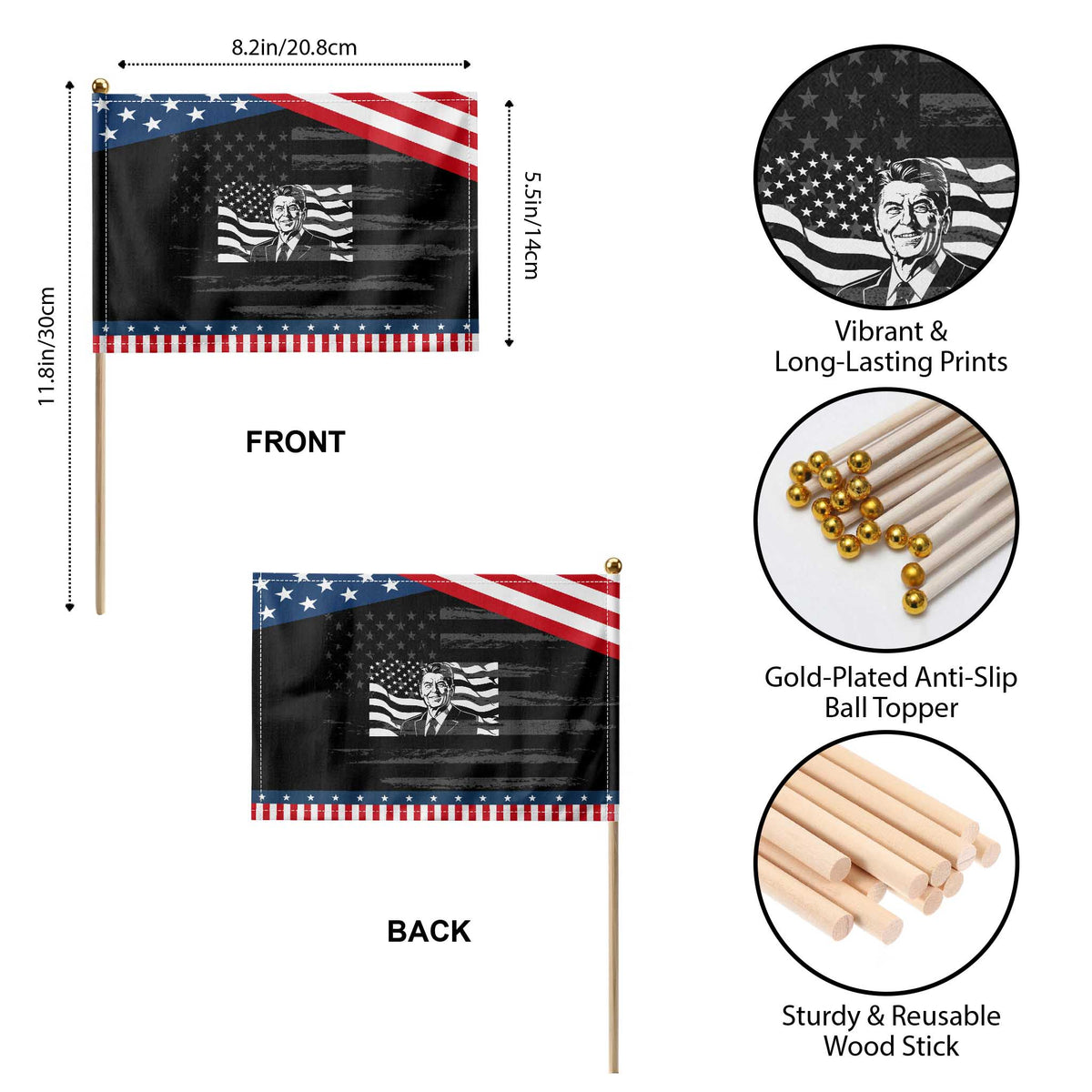 Ronald Reagan America Flag US President Patriotic Handheld Flag TS14 Print Your Wear