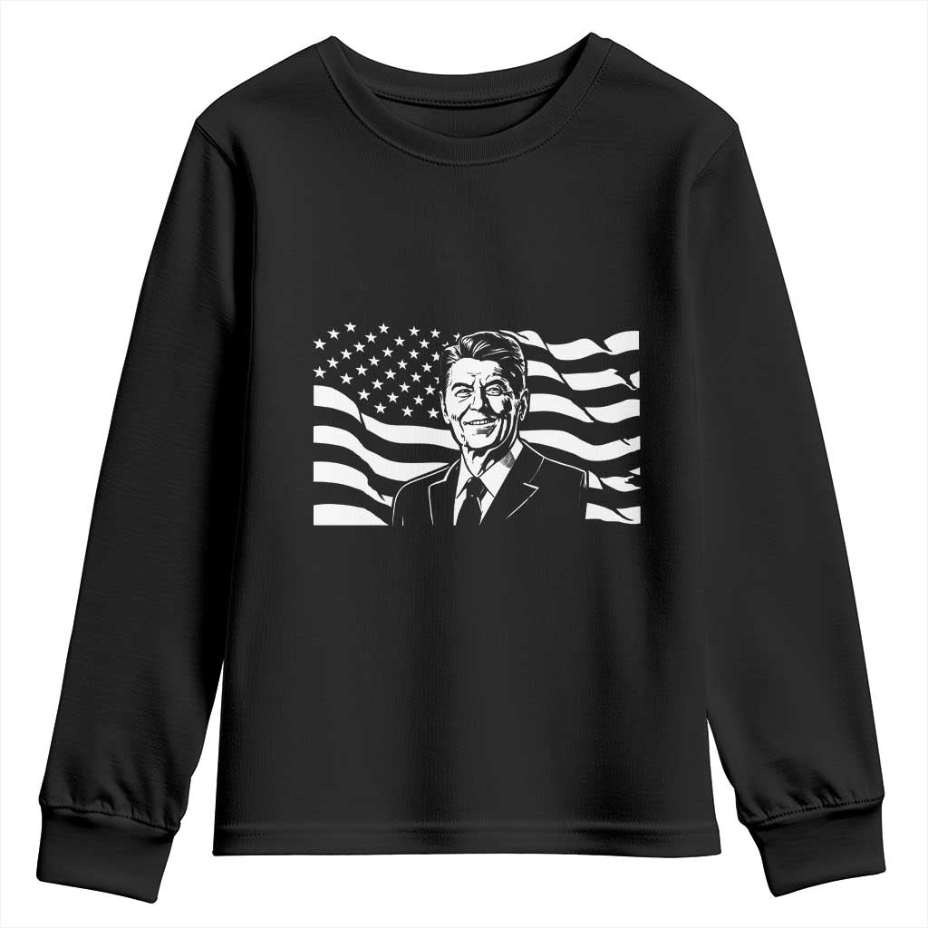 Ronald Reagan America Flag US President Youth Sweatshirt TS14 Black Print Your Wear