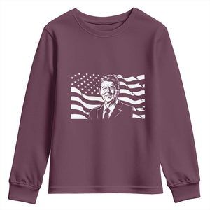 Ronald Reagan America Flag US President Youth Sweatshirt TS14 Maroon Print Your Wear