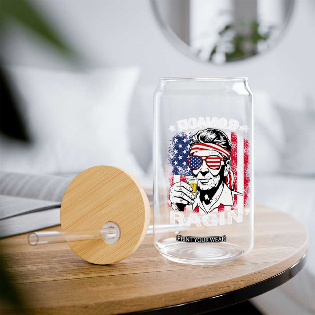 Ronald Reagan Glass Can 4th of July America Flag Beer TS14 Print Your Wear