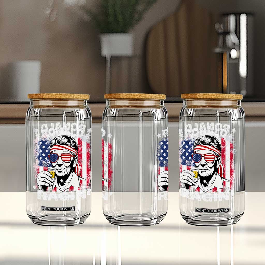 Ronald Reagan Glass Can 4th of July America Flag Beer TS14 Print Your Wear