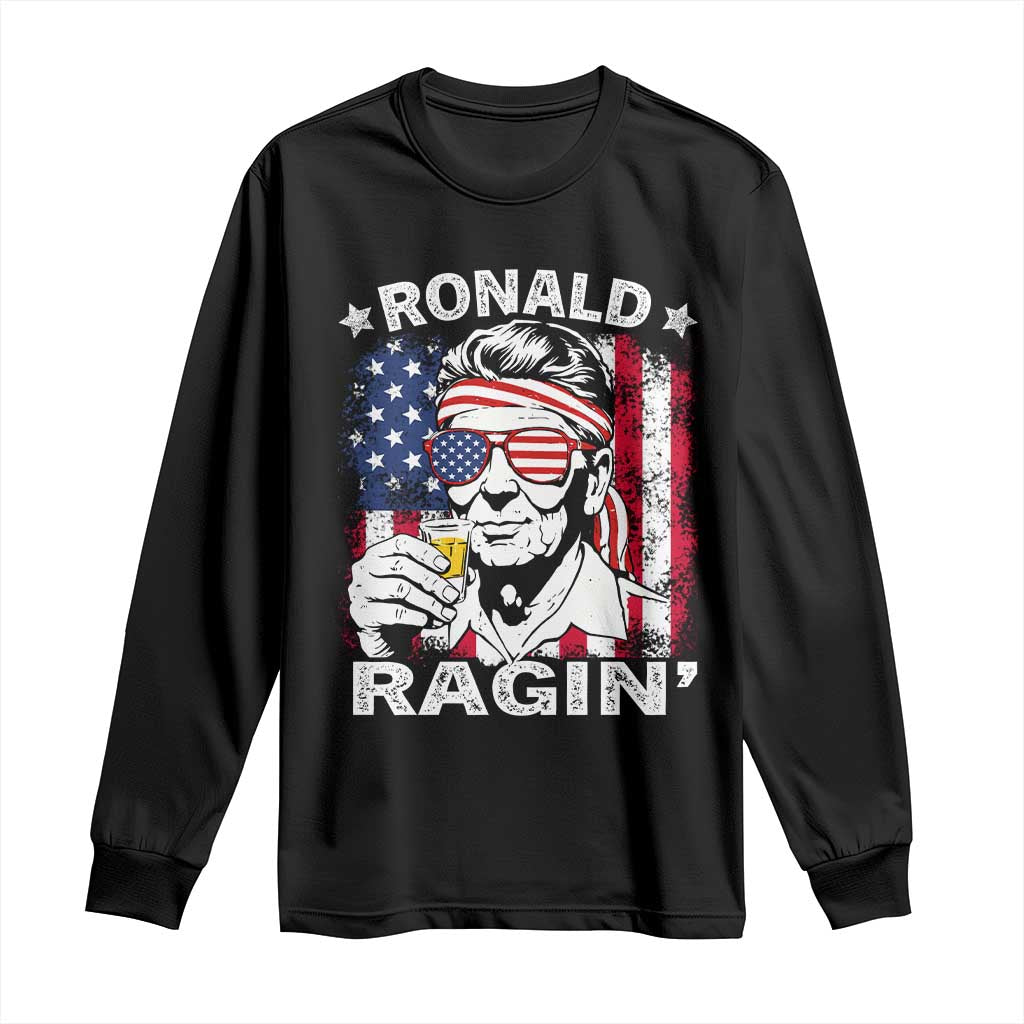 Ronald Reagan Long Sleeve Shirt 4th of July America Flag Beer TS14 Black Print Your Wear