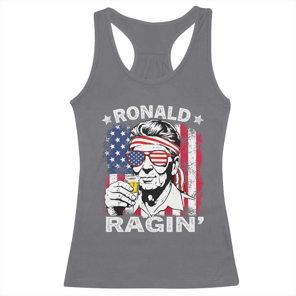 Ronald Reagan Racerback Tank Top 4th of July America Flag Beer TS14 Charcoal Print Your Wear