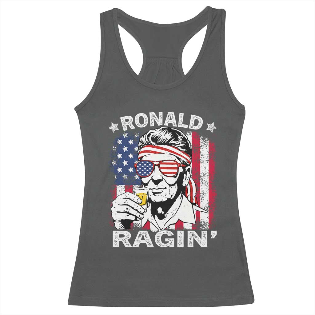 Ronald Reagan Racerback Tank Top 4th of July America Flag Beer TS14 Dark Heather Print Your Wear