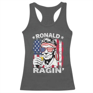 Ronald Reagan Racerback Tank Top 4th of July America Flag Beer TS14 Dark Heather Print Your Wear