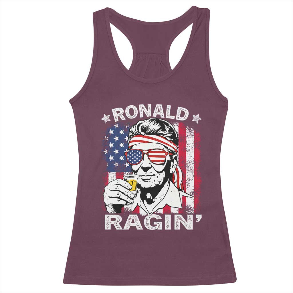 Ronald Reagan Racerback Tank Top 4th of July America Flag Beer TS14 Maroon Print Your Wear