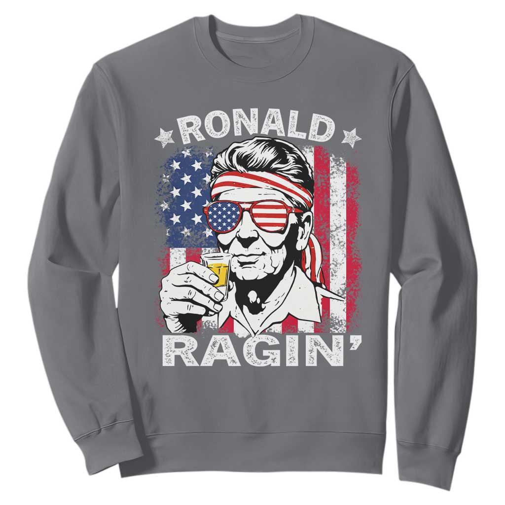 Ronald Reagan Sweatshirt 4th of July America Flag Beer TS14 Charcoal Print Your Wear