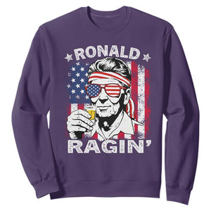 Ronald Reagan Sweatshirt 4th of July America Flag Beer TS14 Purple Print Your Wear