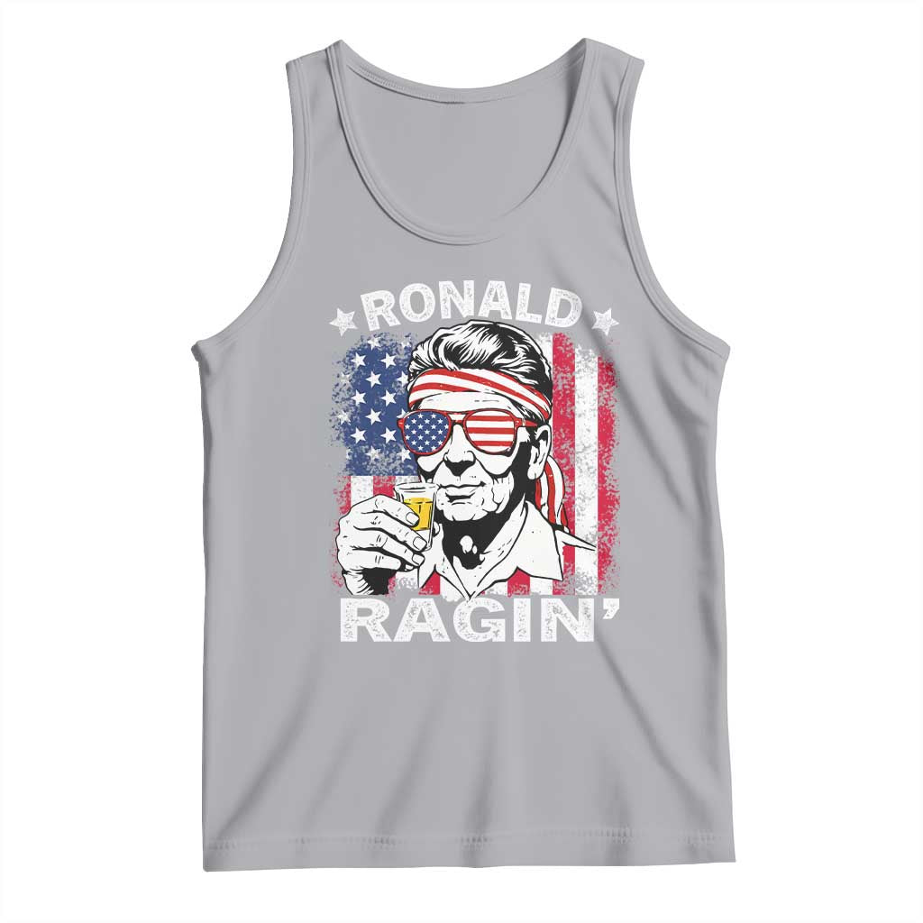 Ronald Reagan Tank Top 4th of July America Flag Beer TS14 Athletic Heather Print Your Wear