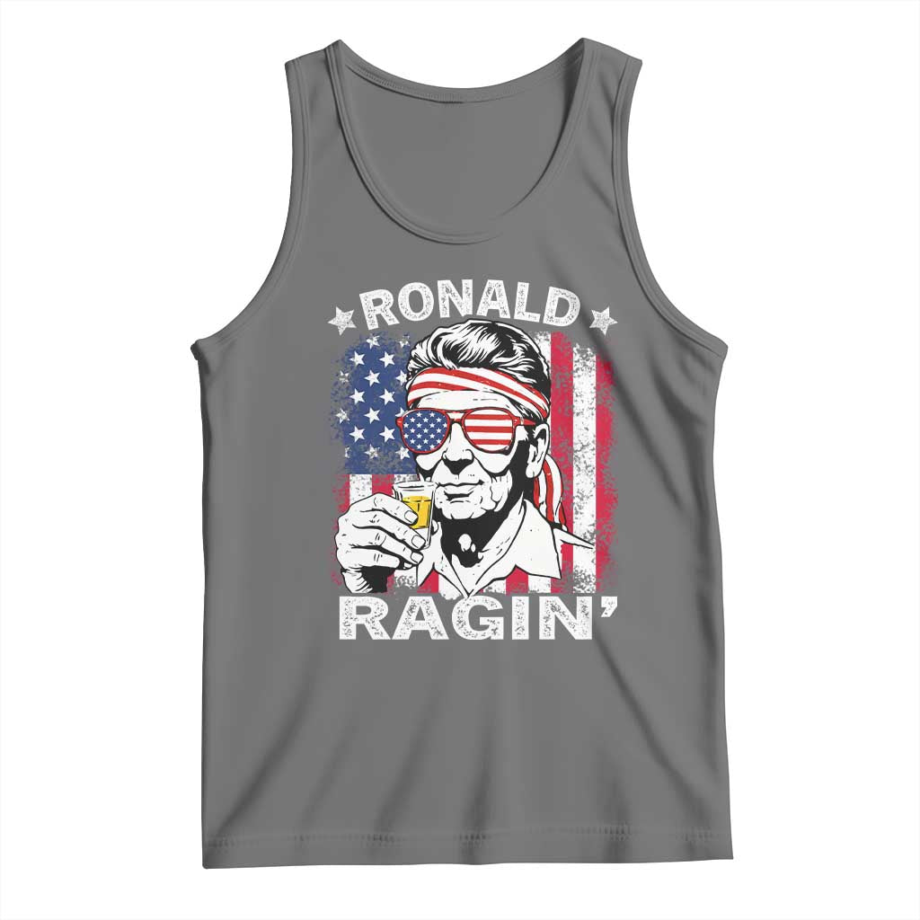 Ronald Reagan Tank Top 4th of July America Flag Beer TS14 Black Heather Print Your Wear