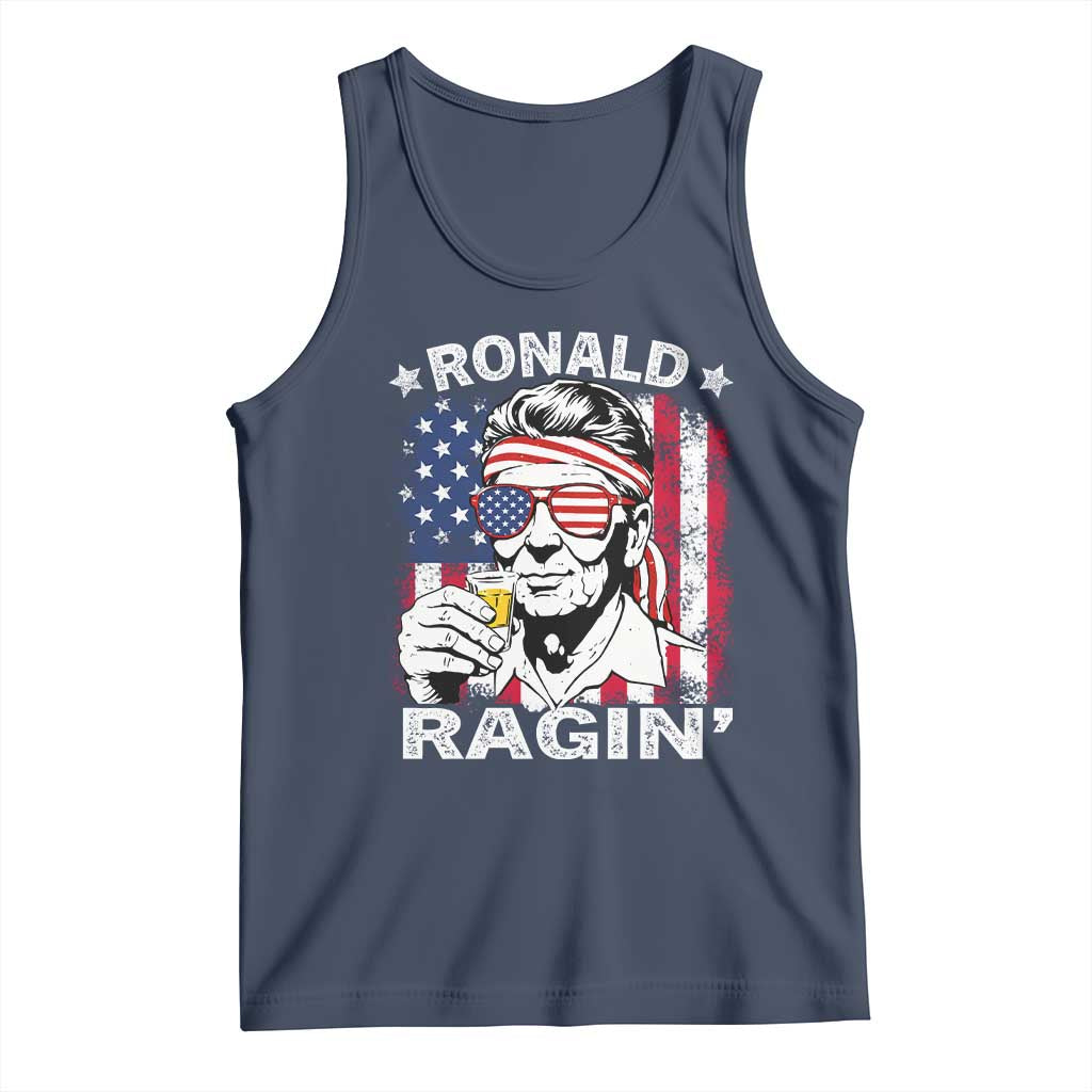Ronald Reagan Tank Top 4th of July America Flag Beer TS14 Navy Print Your Wear