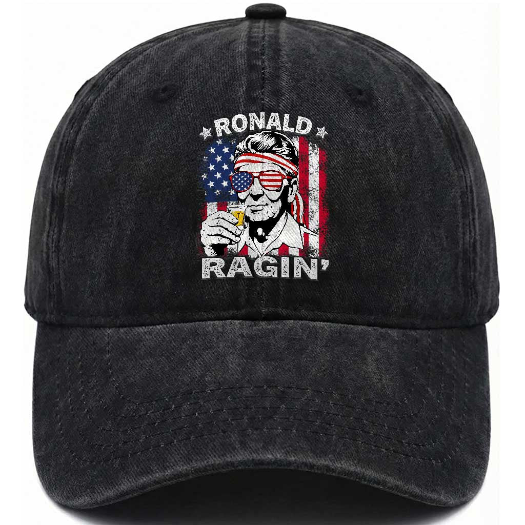 Ronald Reagan Washed Cotton Baseball Cap 4th of July America Flag Beer TS14 Washed Cap Universal Fit Black Print Your Wear