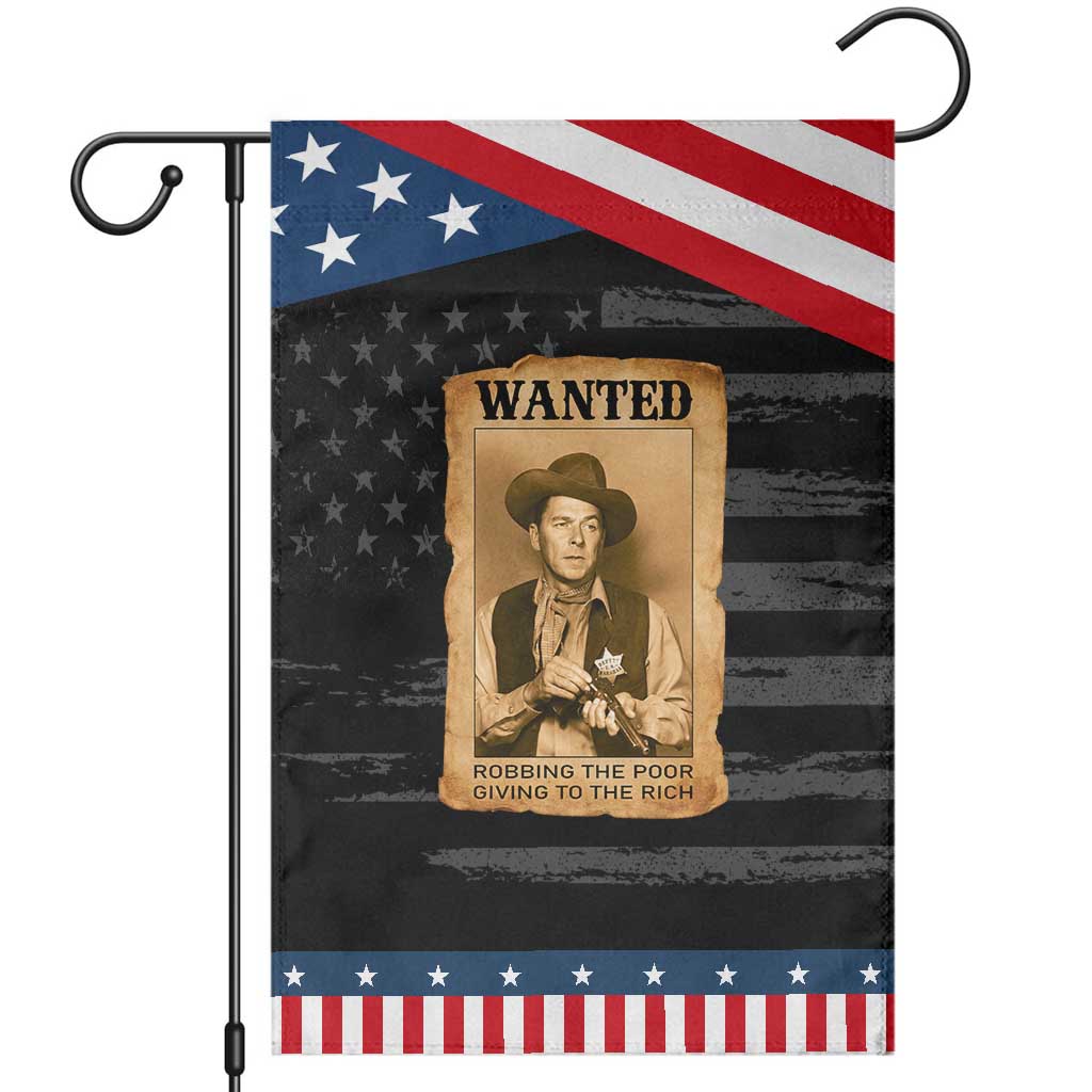 Ronald Reagan Cowboy Retro American President Garden Flag Robbing The Poor GIving To Te Rich TS14 Distressed Black Blue Print Your Wear