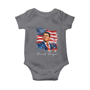 Ronald Reagan Patriotic American Flag President Baby Onesie TS14 Charcoal Print Your Wear