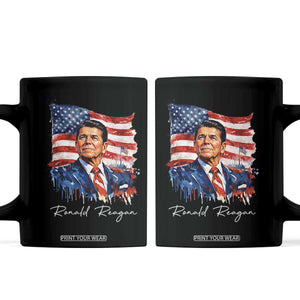 Ronald Reagan Patriotic American Flag President Coffee Mug TS14 Black Print Your Wear