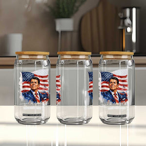 Ronald Reagan Patriotic American Flag President Glass Can TS14 Print Your Wear