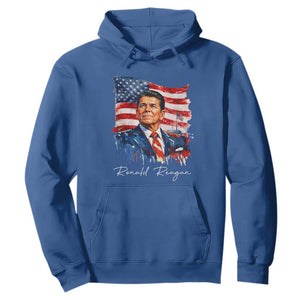Ronald Reagan Patriotic American Flag President Hoodie TS14 Royal Blue Print Your Wear