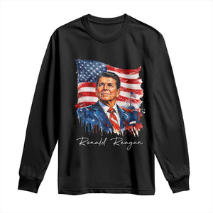 Ronald Reagan Patriotic American Flag President Long Sleeve Shirt TS14 Black Print Your Wear