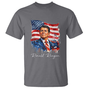 Ronald Reagan Patriotic American Flag President T Shirt TS14 Charcoal Print Your Wear