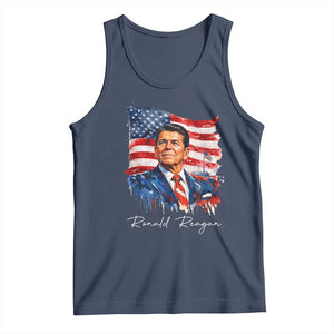 Ronald Reagan Patriotic American Flag President Tank Top TS14 Navy Print Your Wear